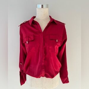 Women's Satin Red Blouse
